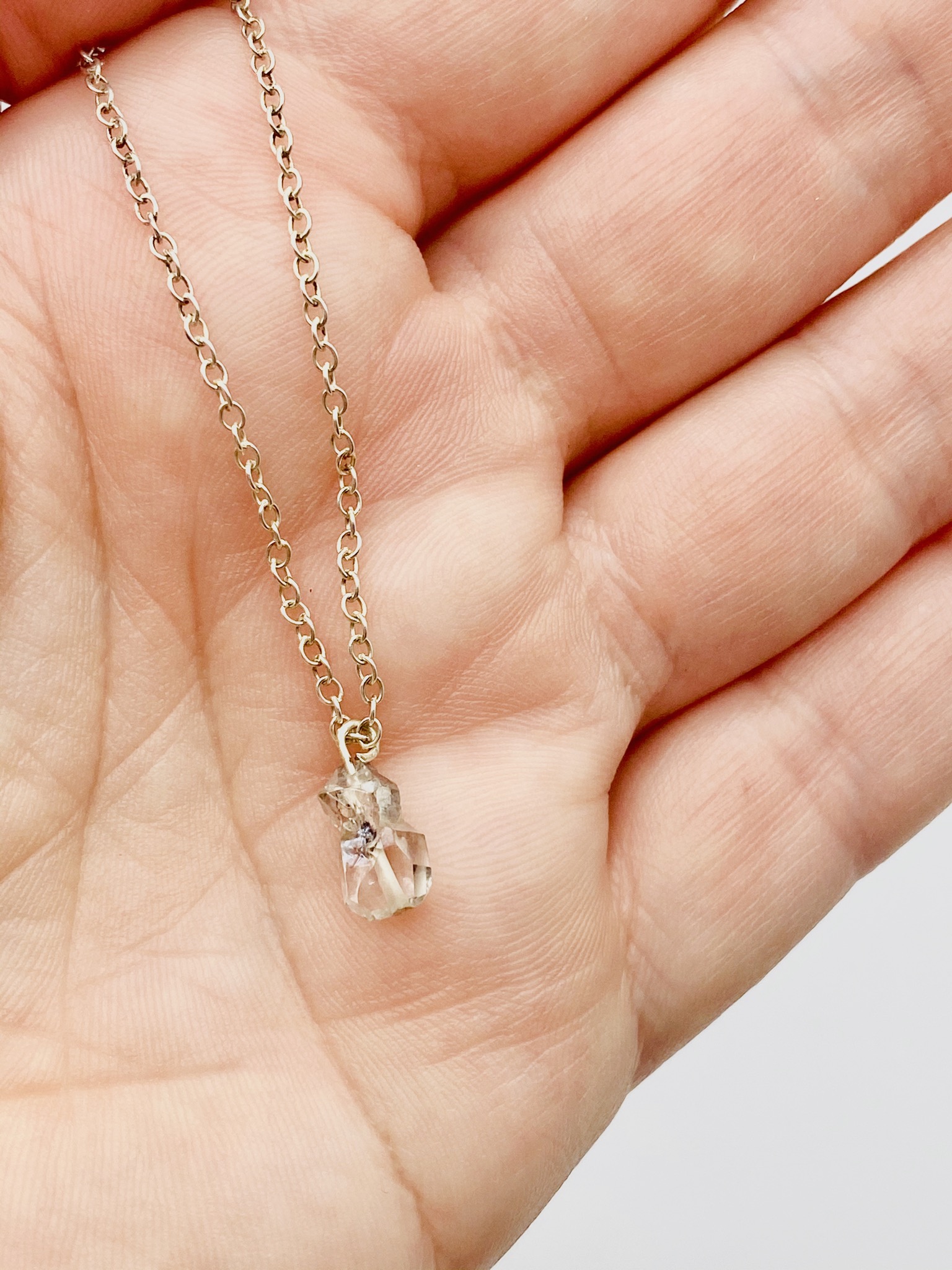 Herkimer Diamond Silver Solitaire Dainty Necklace 16-20" - Image 2