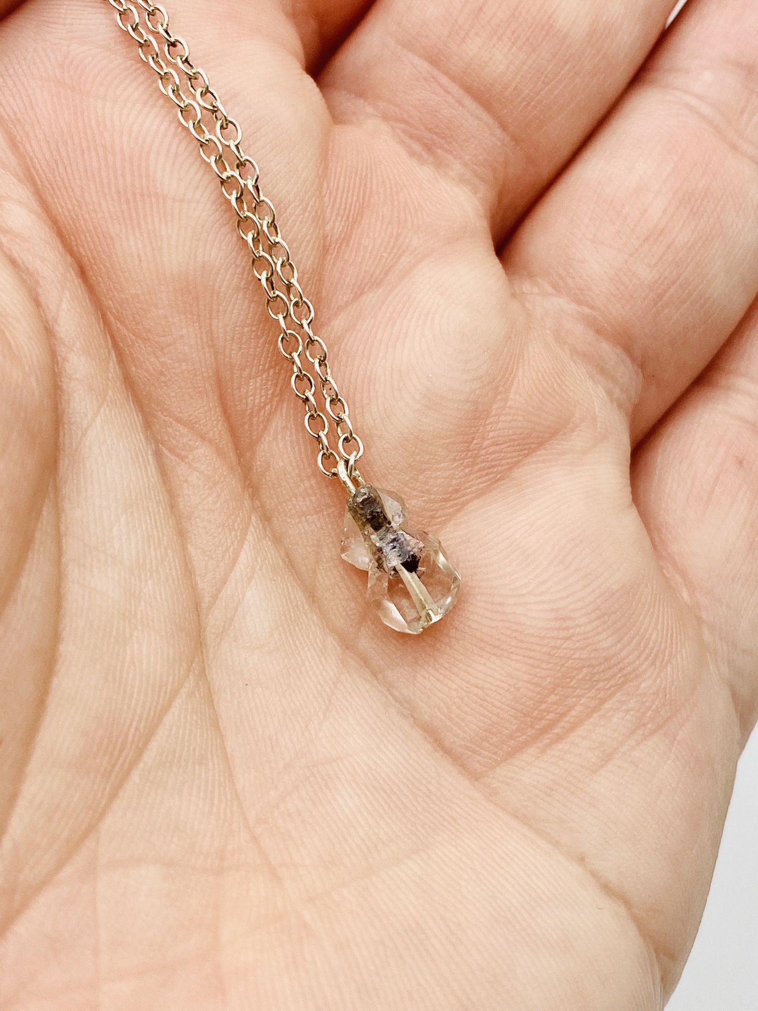 Herkimer Diamond Silver Solitaire Dainty Necklace 16-20"